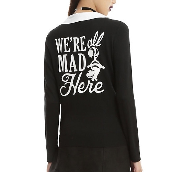 Hot Topic Sweaters - Alice in Wonderland Mad Here Cheshire Cardigan